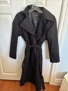 Banana Republic Black Long Trench Coat with Self-Tie Belt